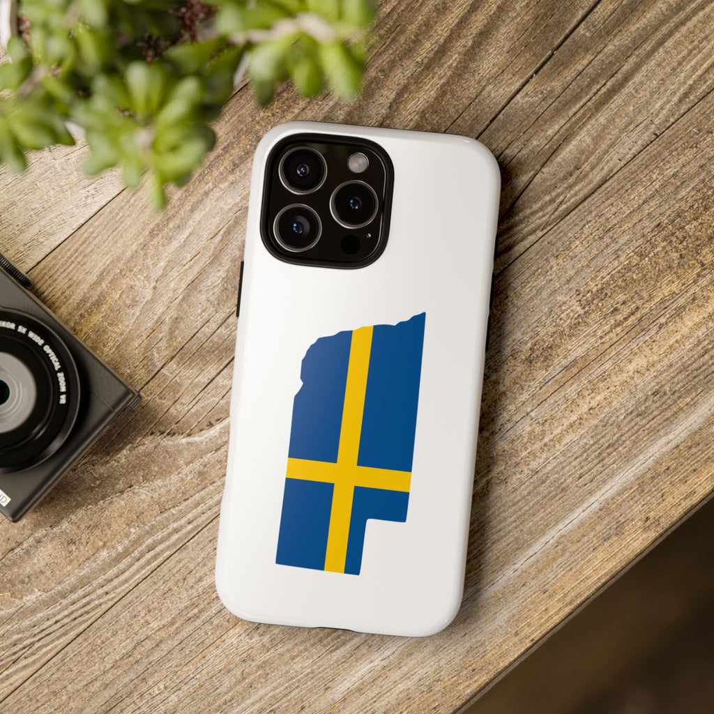 Tough Protective Phone Case | Swedish Flag on Nebraska Outline