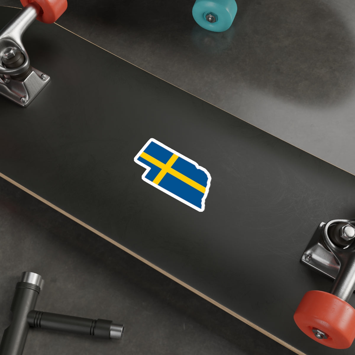 Die-Cut Sticker | Swedish Flag on Nebraska Outline