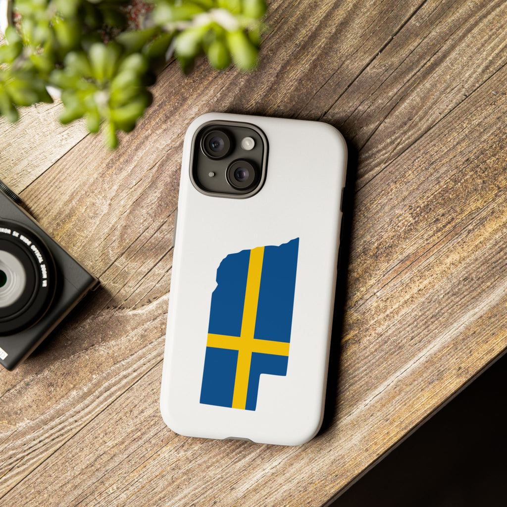 Tough Protective Phone Case | Swedish Flag on Nebraska Outline