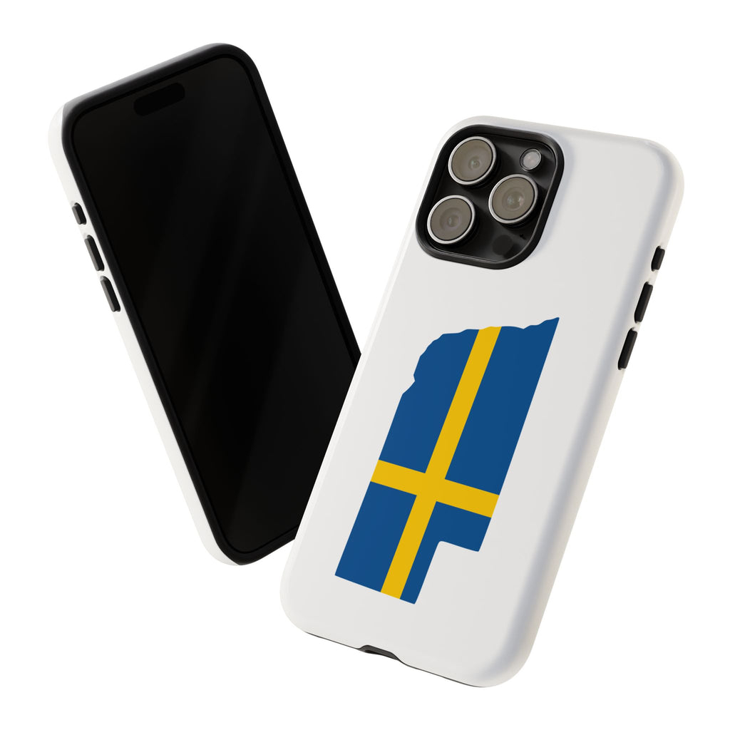 Tough Protective Phone Case | Swedish Flag on Nebraska Outline