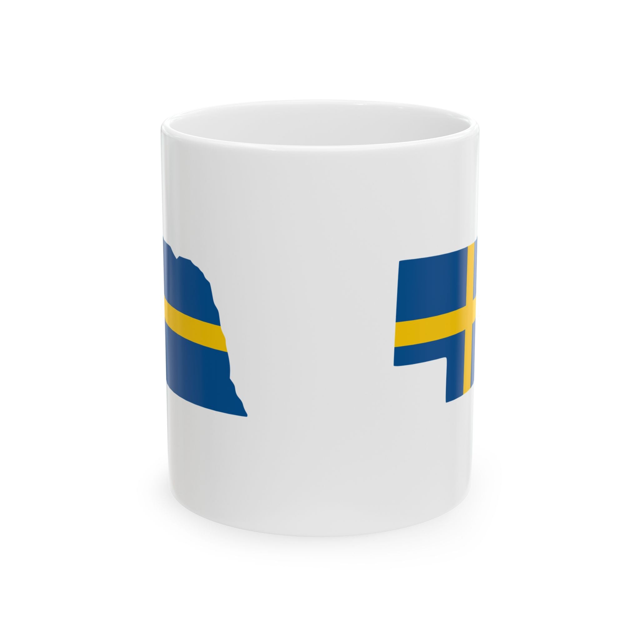 Ceramic Coffee Cup | Swedish Flag on Nebraska Outline