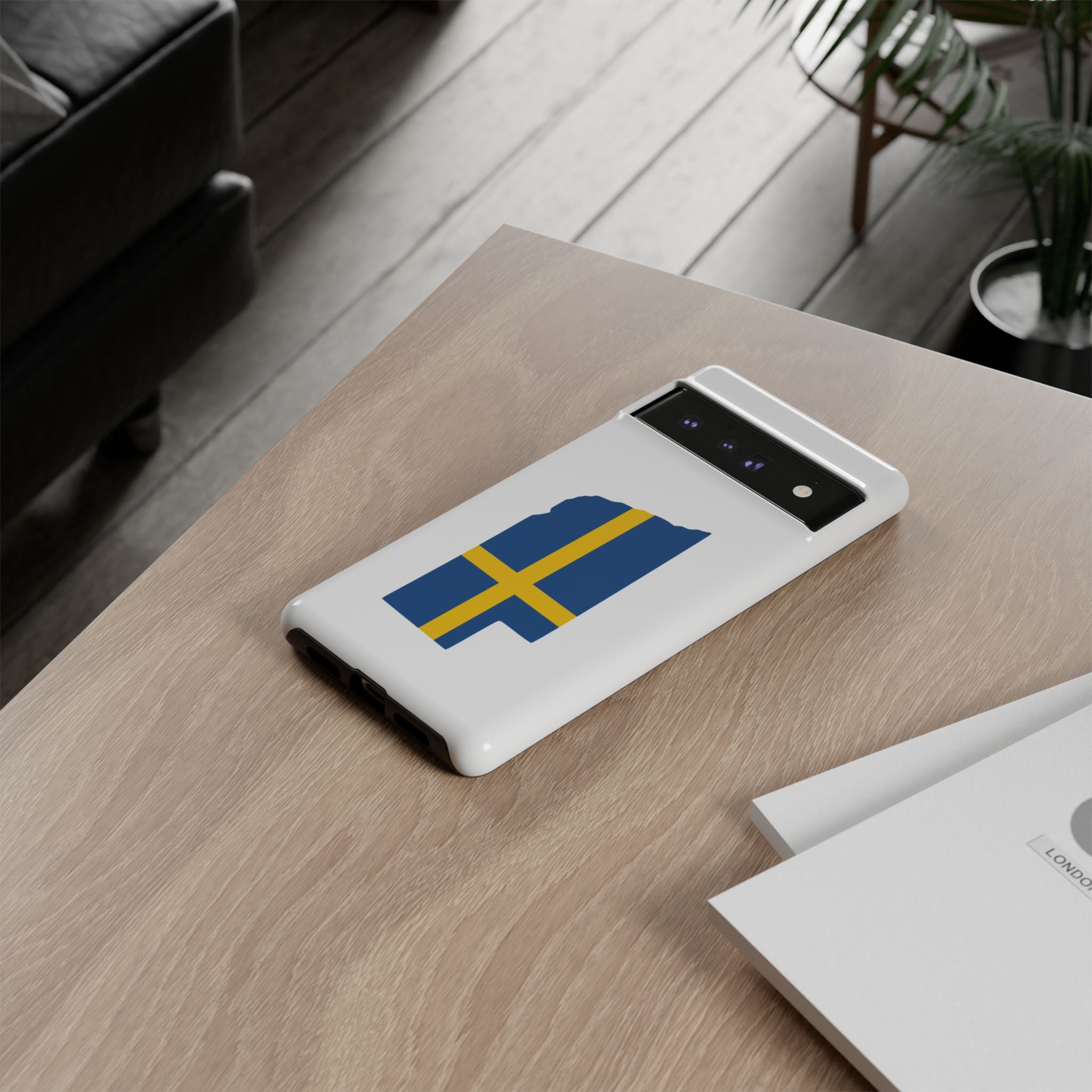 Tough Protective Phone Case | Swedish Flag on Nebraska Outline