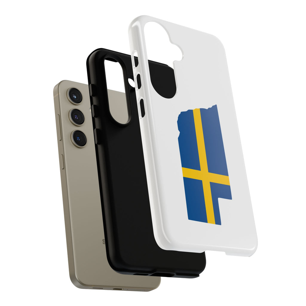 Tough Protective Phone Case | Swedish Flag on Nebraska Outline