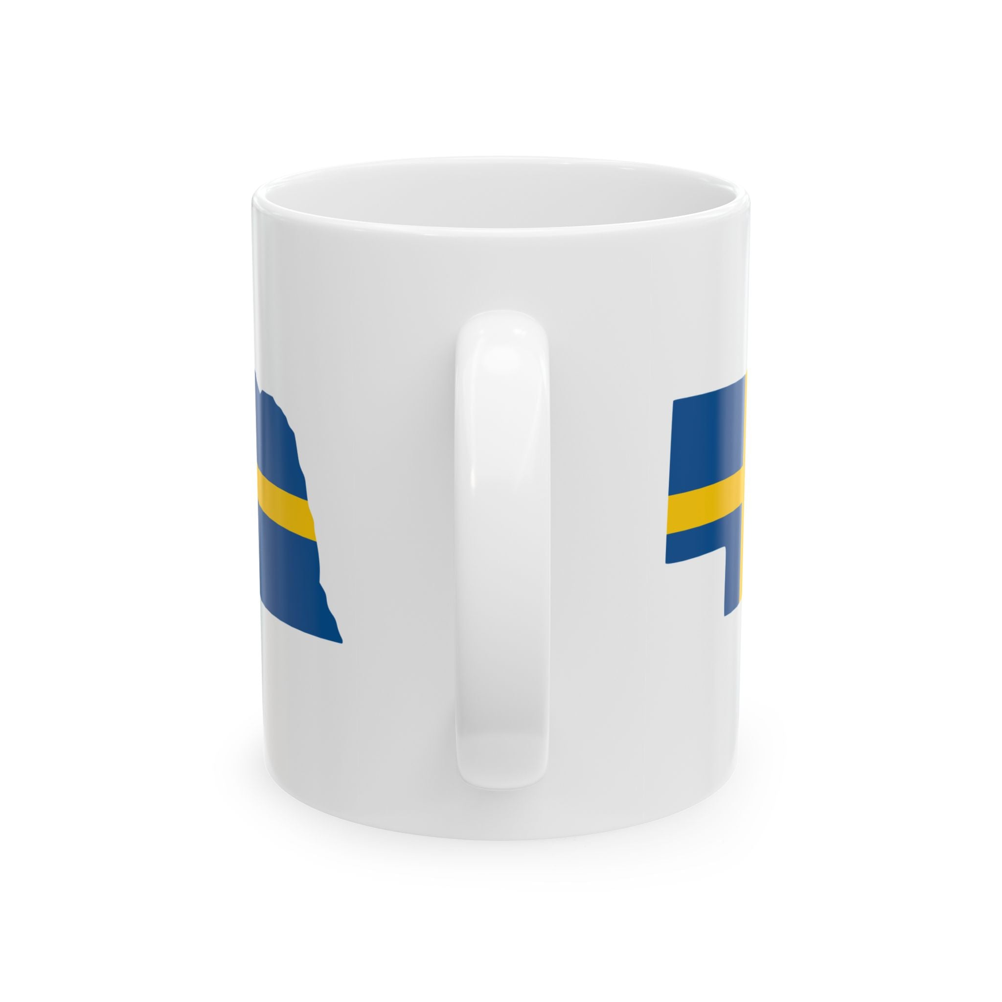 Ceramic Coffee Cup | Swedish Flag on Nebraska Outline