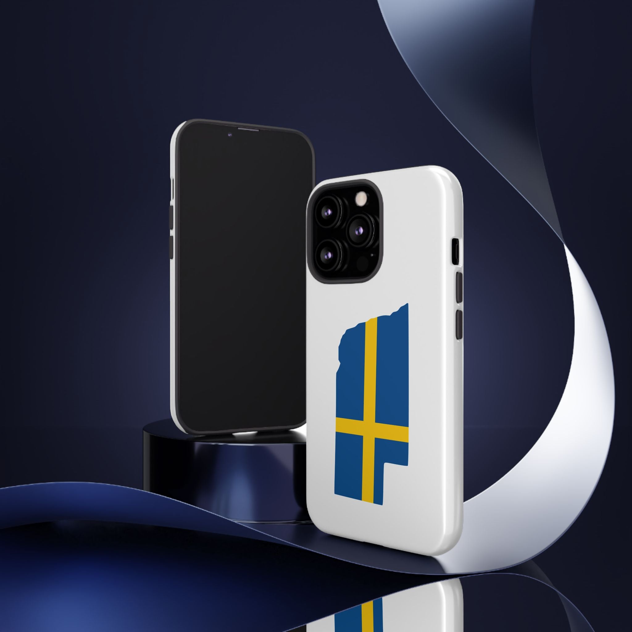 Tough Protective Phone Case | Swedish Flag on Nebraska Outline