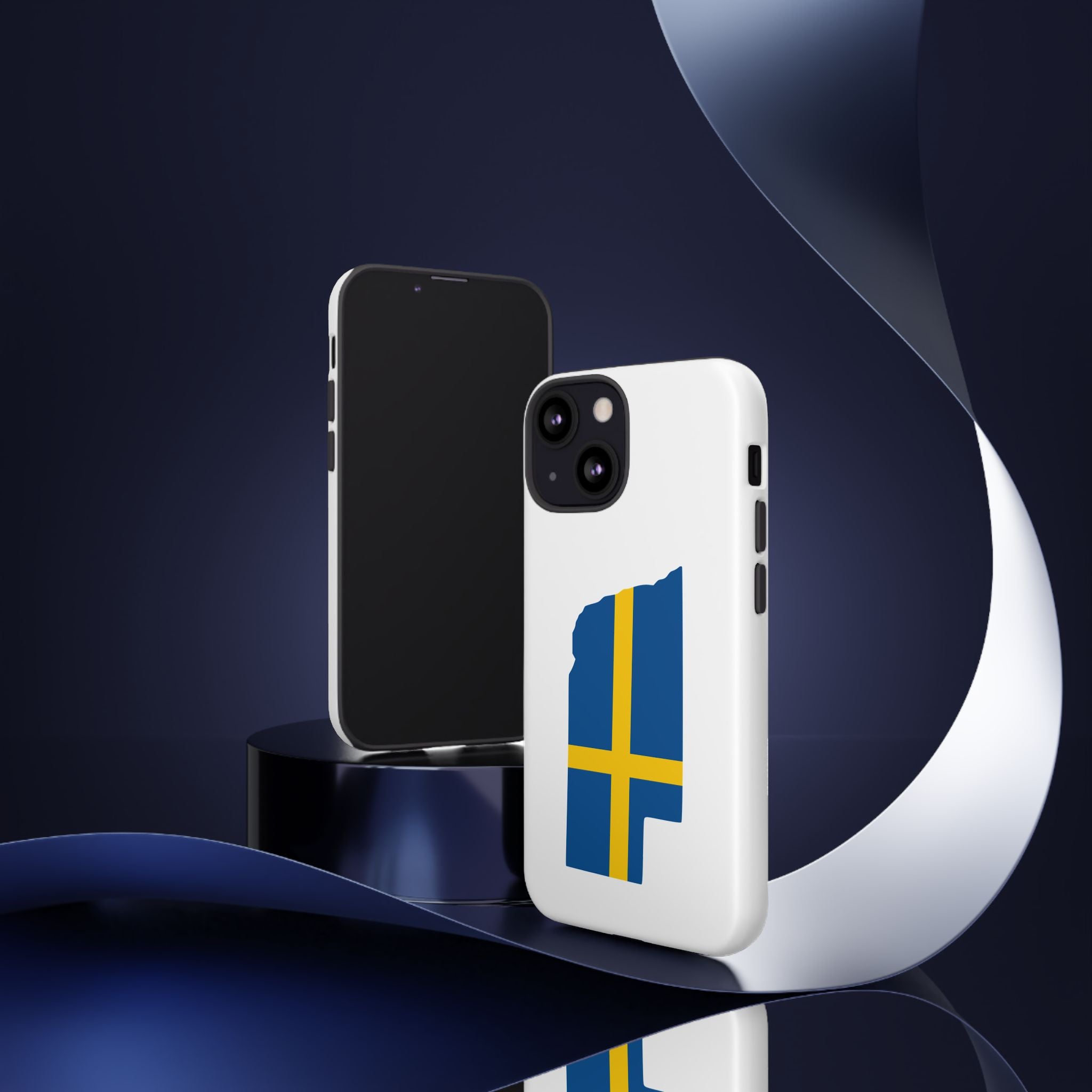 Tough Protective Phone Case | Swedish Flag on Nebraska Outline