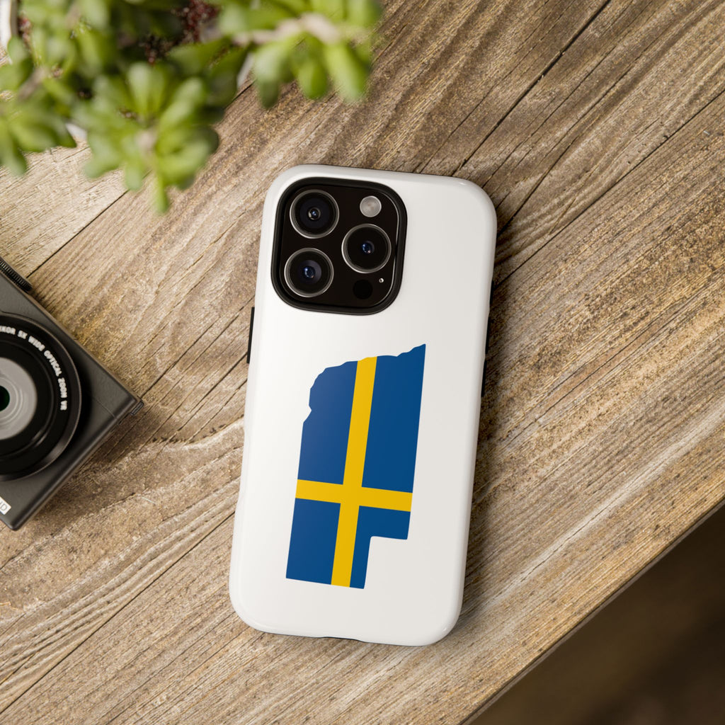 Tough Protective Phone Case | Swedish Flag on Nebraska Outline