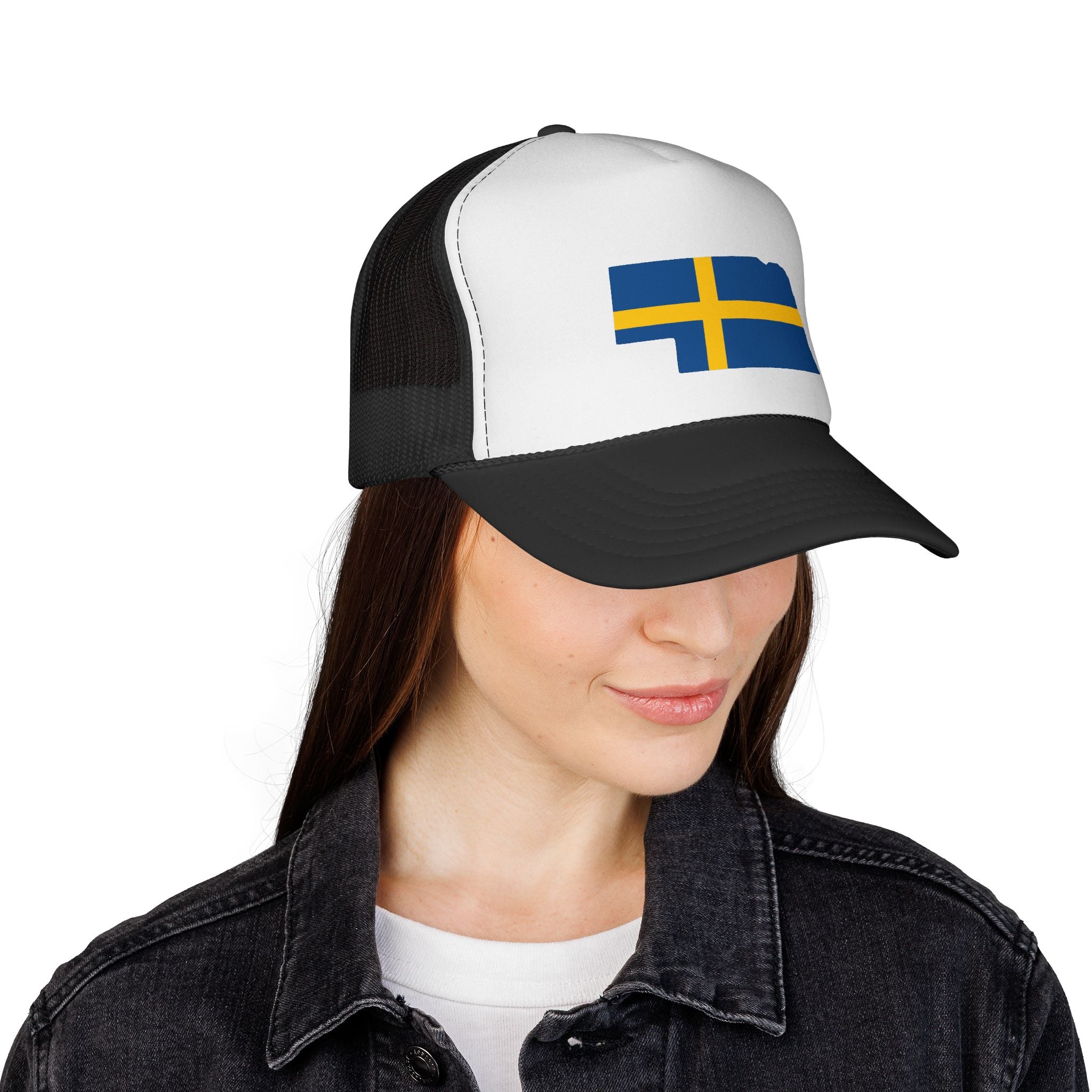 Trucker Caps | Swedish Flag on Nebraska Outline