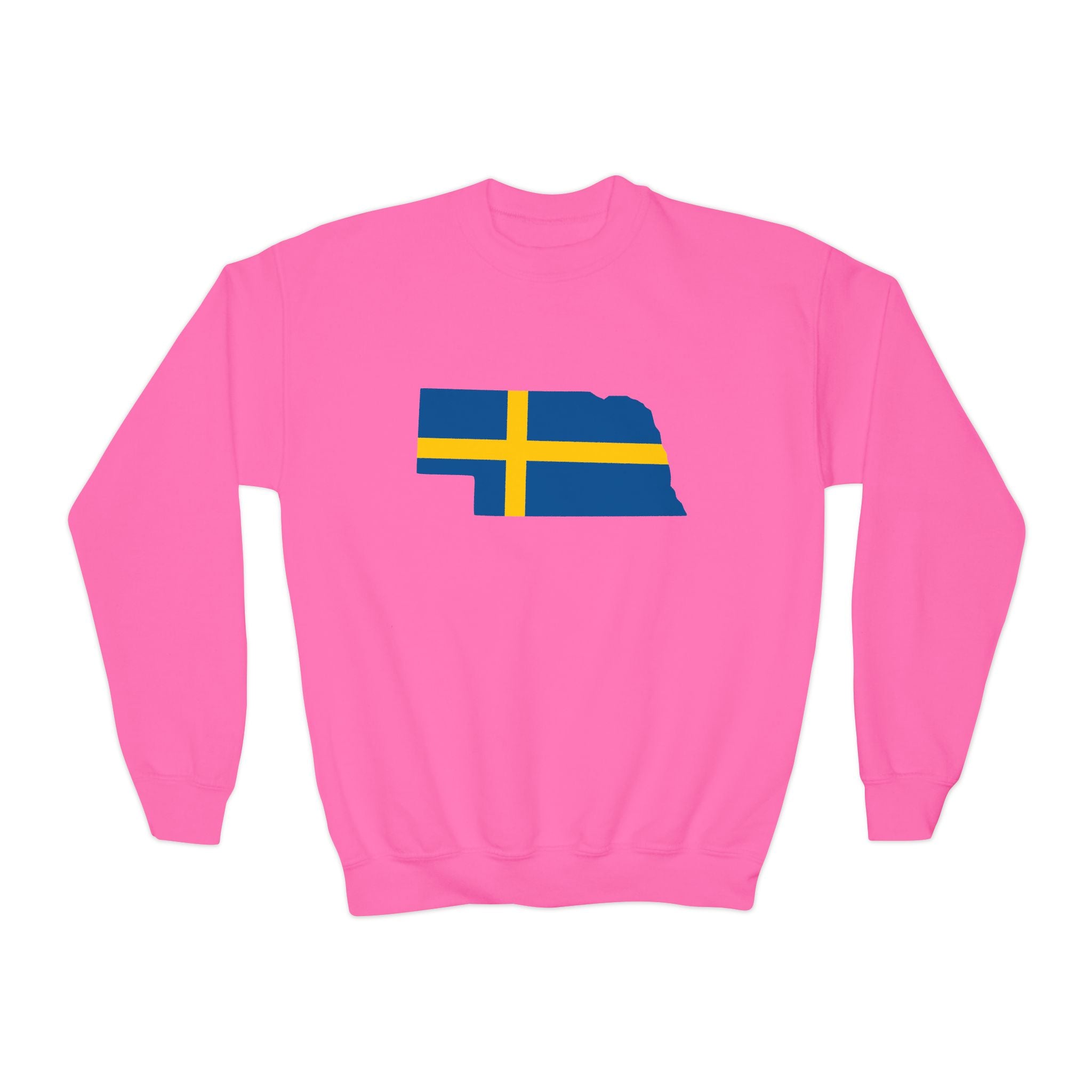 Crewneck Sweatshirt | Swedish Flag on Nebraska Outline