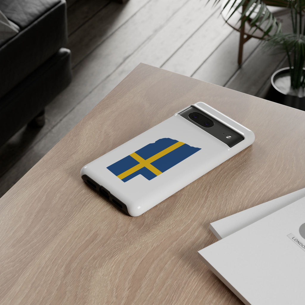 Tough Protective Phone Case | Swedish Flag on Nebraska Outline