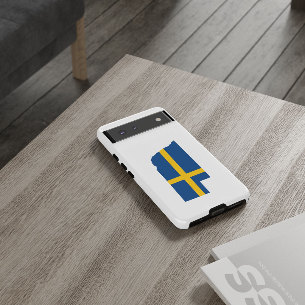 Tough Protective Phone Case | Swedish Flag on Nebraska Outline