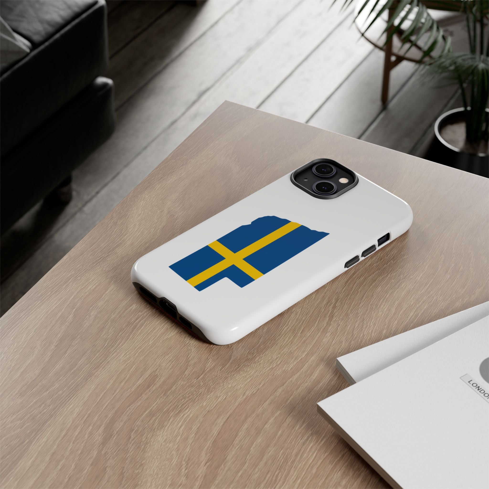 Tough Protective Phone Case | Swedish Flag on Nebraska Outline