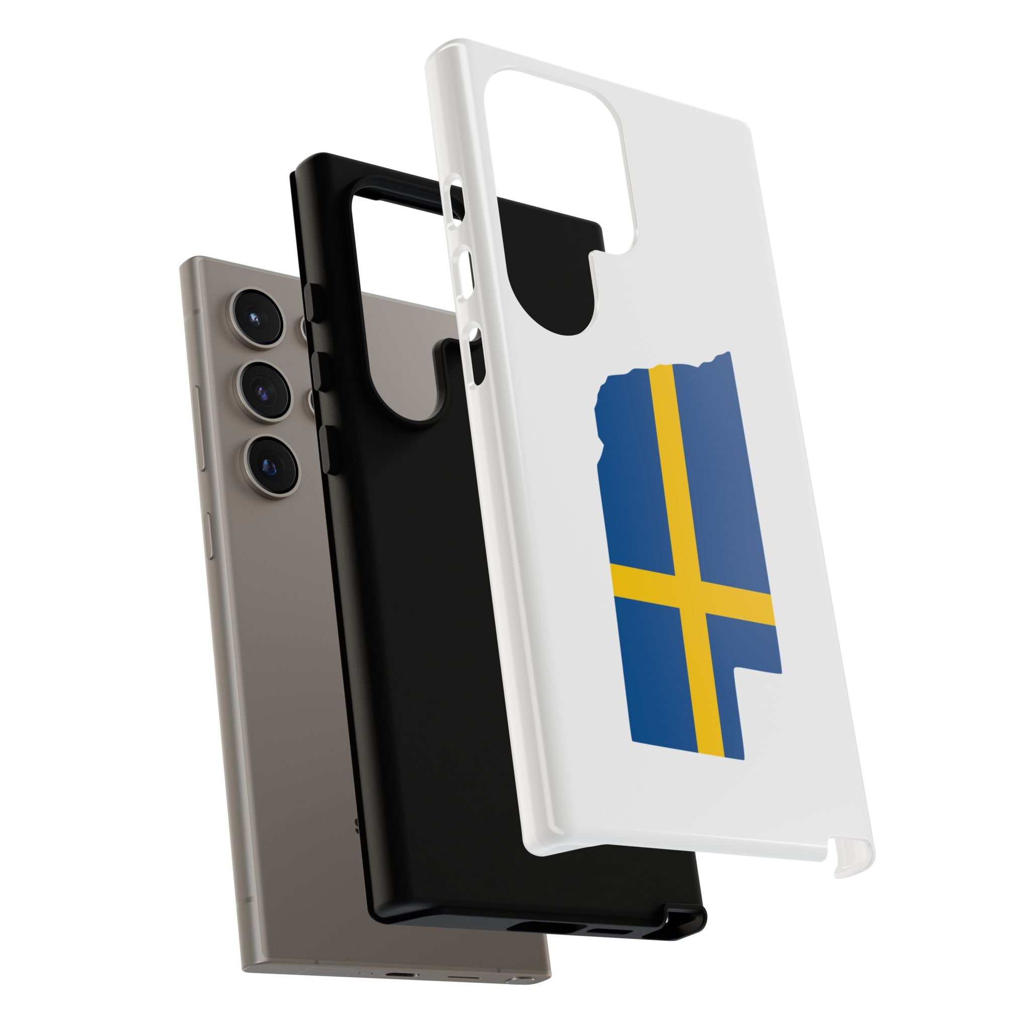 Tough Protective Phone Case | Swedish Flag on Nebraska Outline