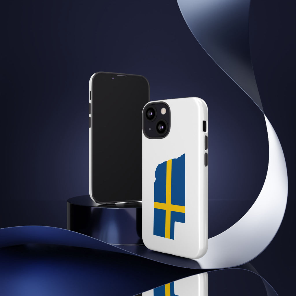 Tough Protective Phone Case | Swedish Flag on Nebraska Outline
