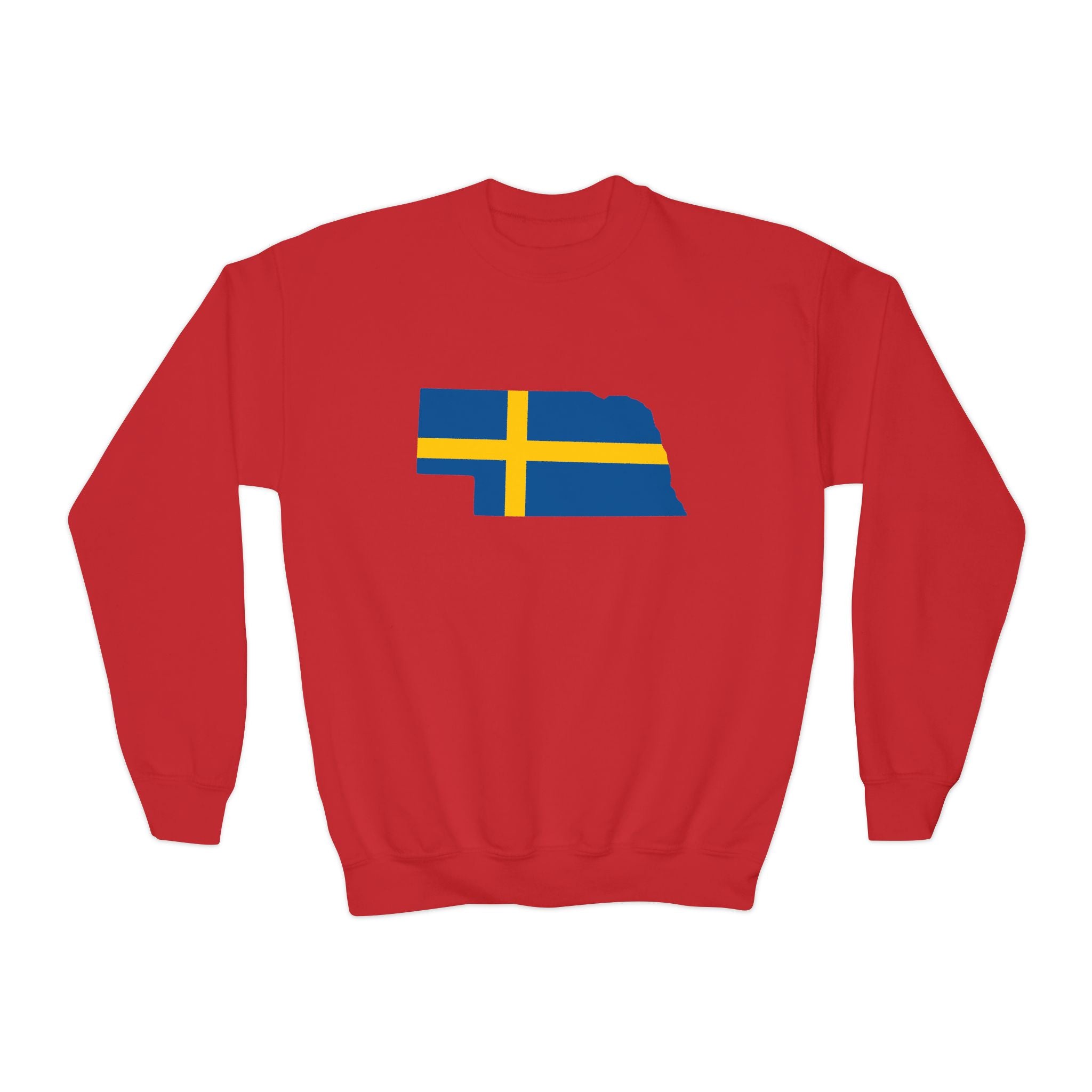 Crewneck Sweatshirt | Swedish Flag on Nebraska Outline