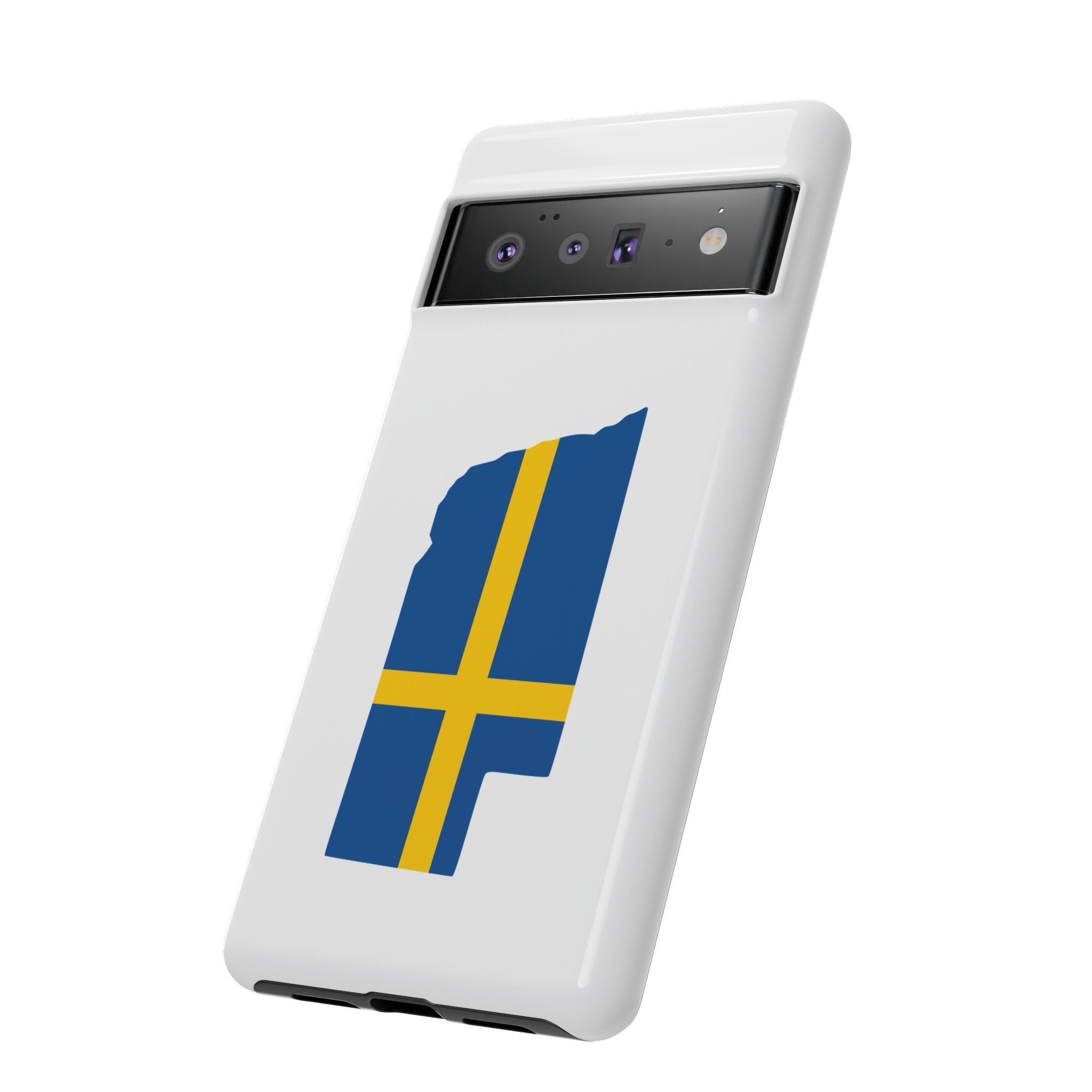 Tough Protective Phone Case | Swedish Flag on Nebraska Outline