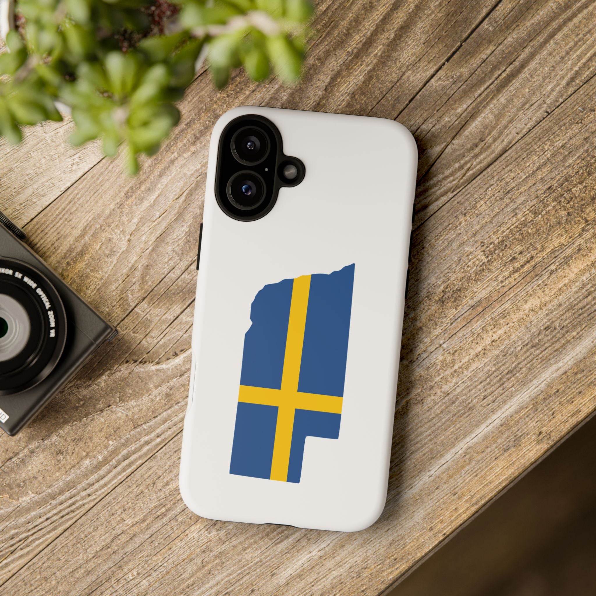 Tough Protective Phone Case | Swedish Flag on Nebraska Outline